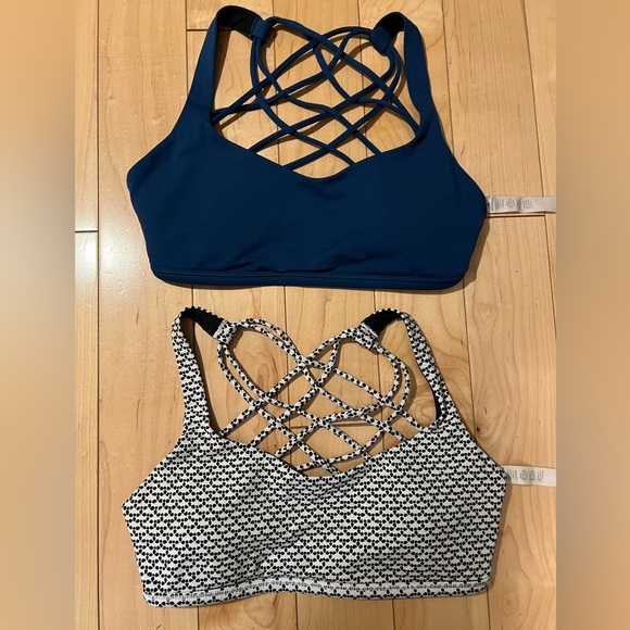 lululemon athletica Other - Lululemon Free to Be Wild Bras Lot of 2 Size 4 Teal blue and black/white dots